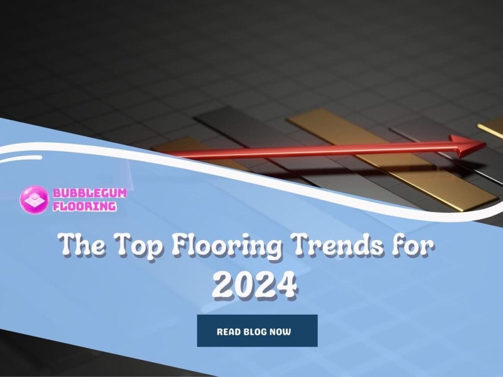 Front image of a blog titled "The Top Flooring Trends for 2024" with a trend illustration as the background and the title displayed in elegant typography